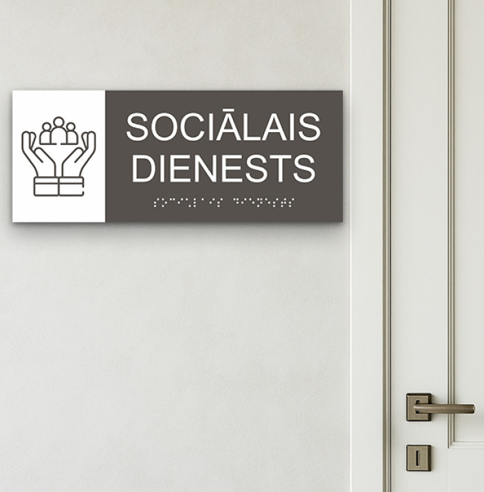 Attēls Durvju plāksnes ar Braila rakstu un piktogrammu