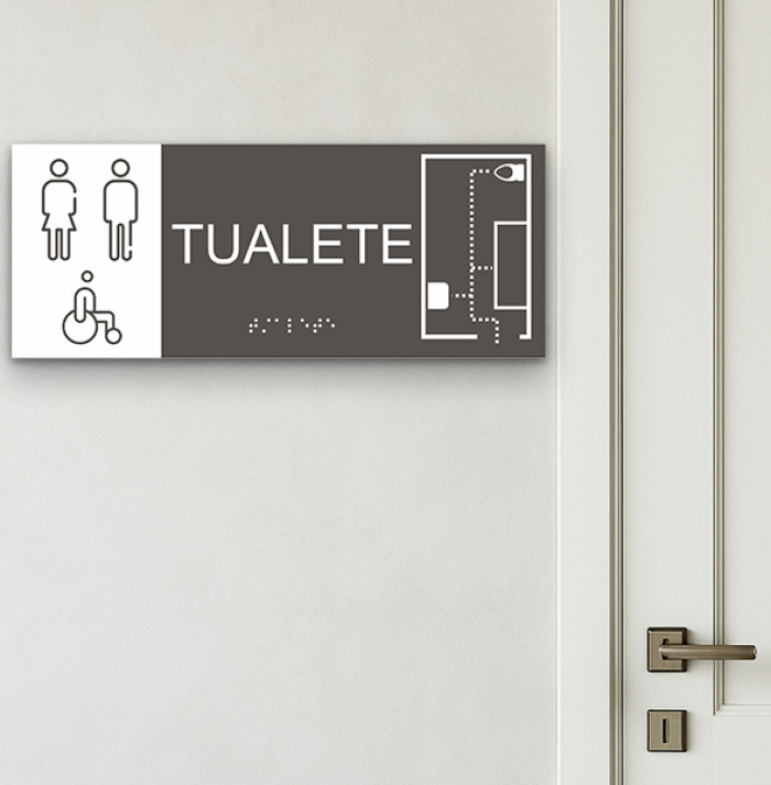 Attēls Durvju plāksne ar Braila rakstu, piktogrammu un plānu